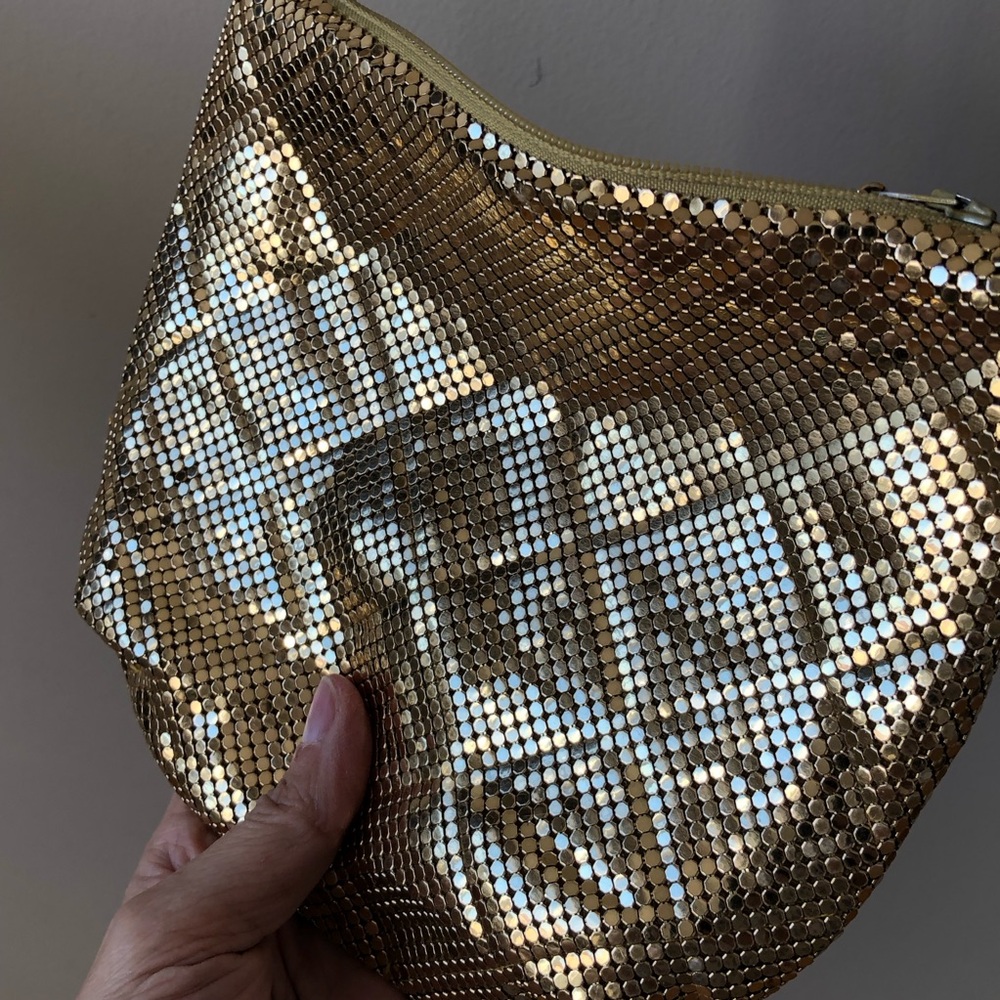 Vintage Whiting & Davis Gold Mesh Diamond Shape Crossbody Evening Bag